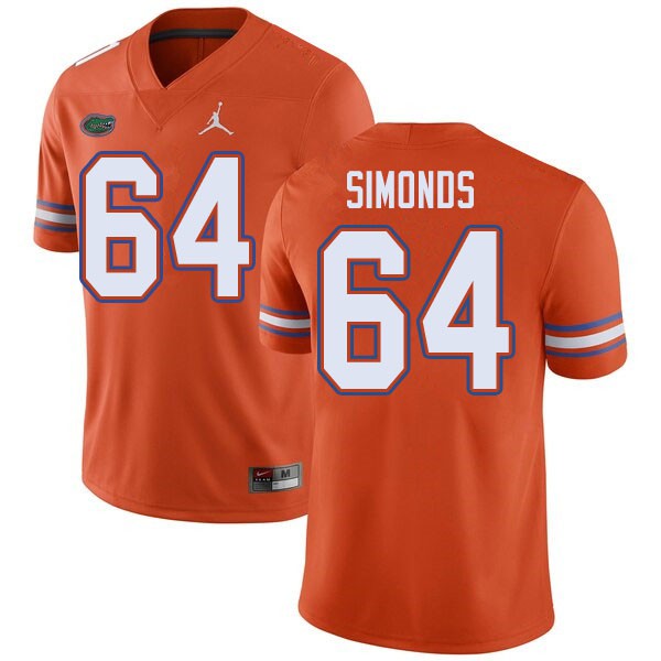 Jordan Brand Men #64 Riley Simonds Florida Gators College Football Jerseys Orange